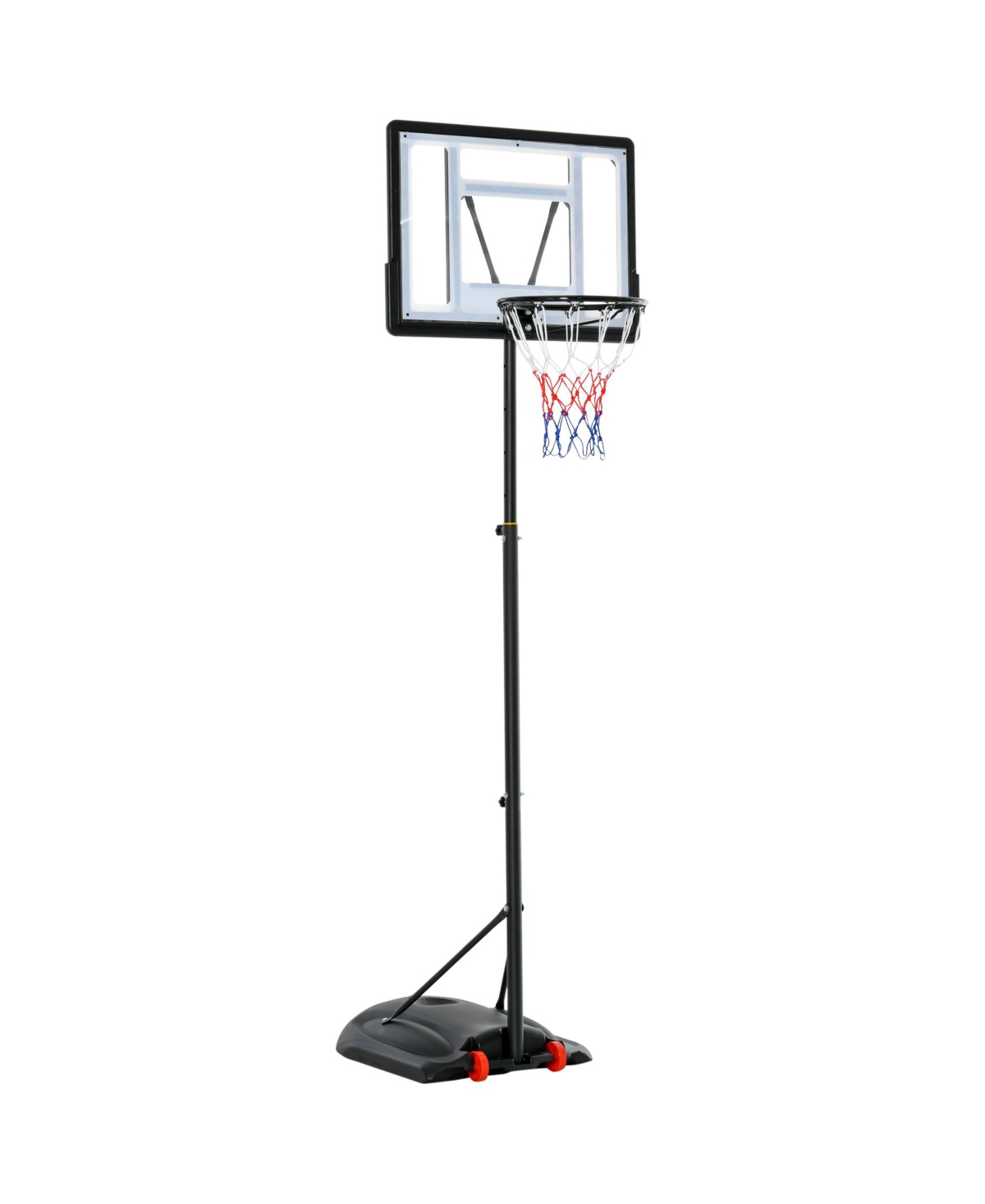 Basketball Hoop System Stand with Height Adjustable 5.5FT-7.5FT, Portable Wheels, Upgraded Base for Indoor Outdoor Use - Black
