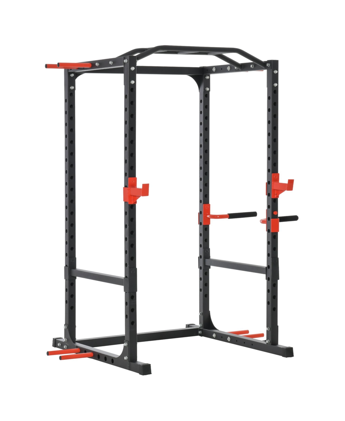 Adjustable Power Tower Dip Station Pull Up Bar Squat Rack Power Cage At Home Workout Equipment, Upper Body Strength Training Equipment - Black