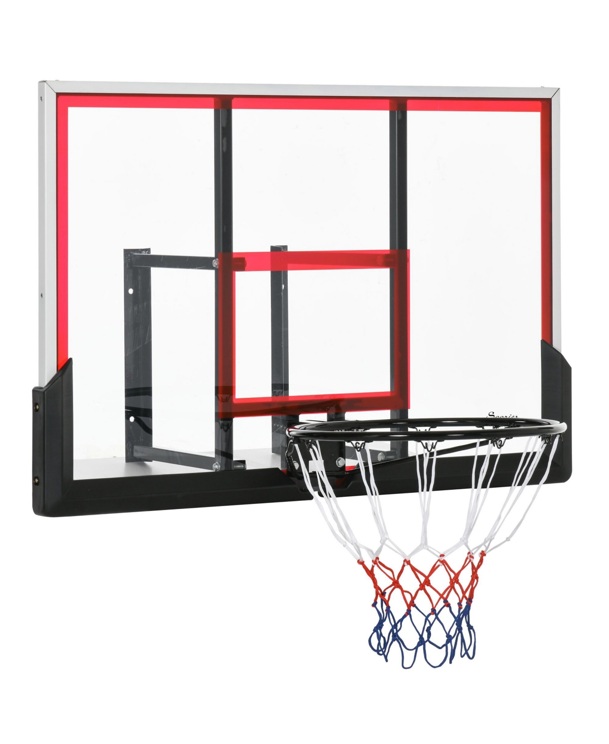 Wall Mounted Basketball Hoop, Mini Hoop Basketball Goal with 43" x 30" Shatter Proof Backboard, Durable Bracket and All Weather Net for Outdoo