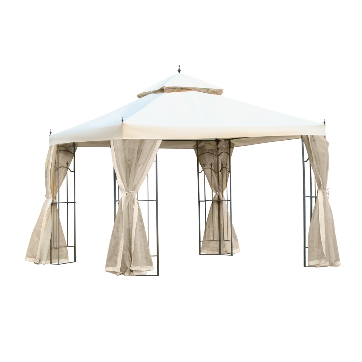 Decorative Outdoor Gazebo with Corner Shelves, - Cream white