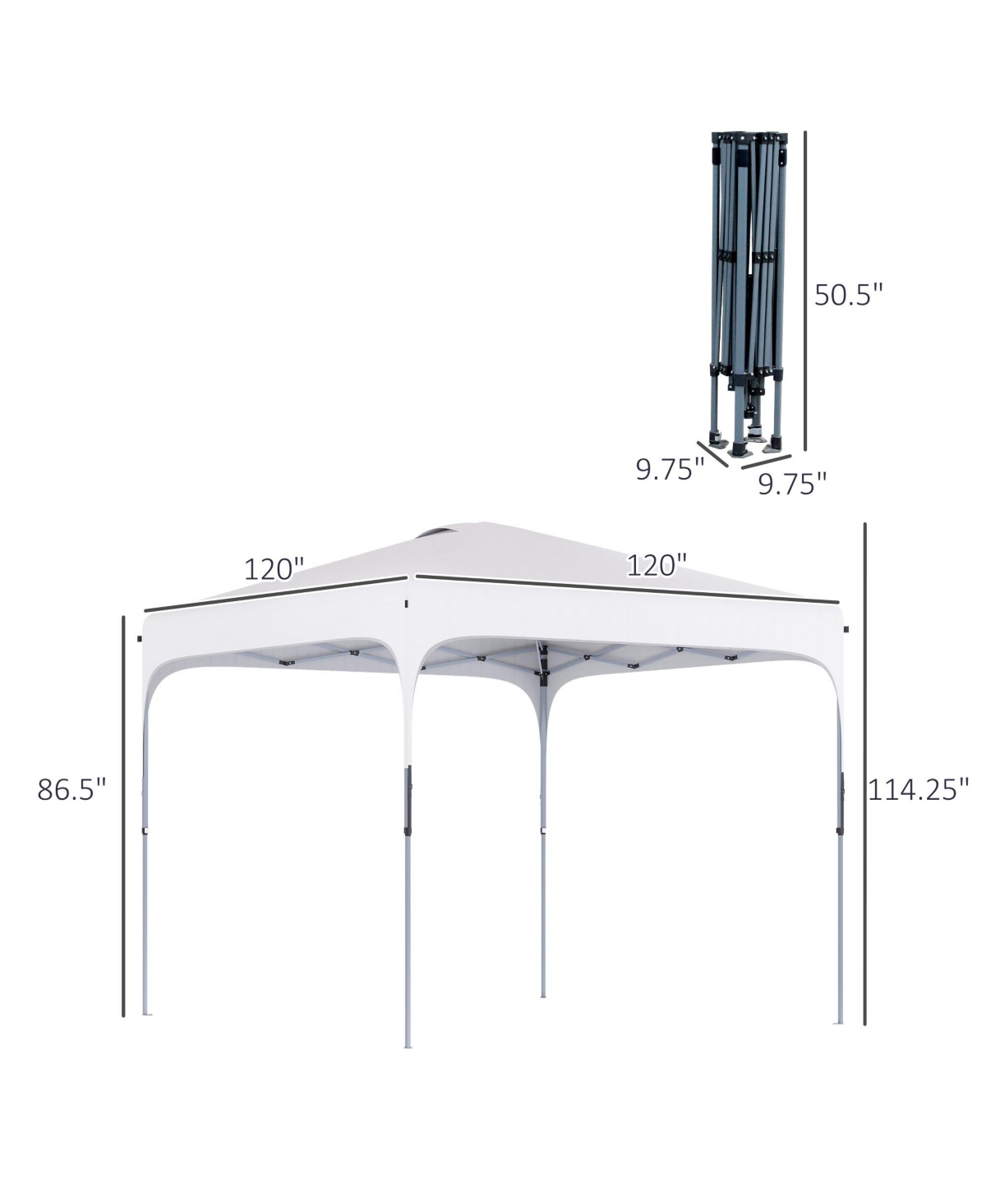 Pop Up Gazebo Foldable w/ Wheeled Carry Bag & 4 Weight Bags, - White
