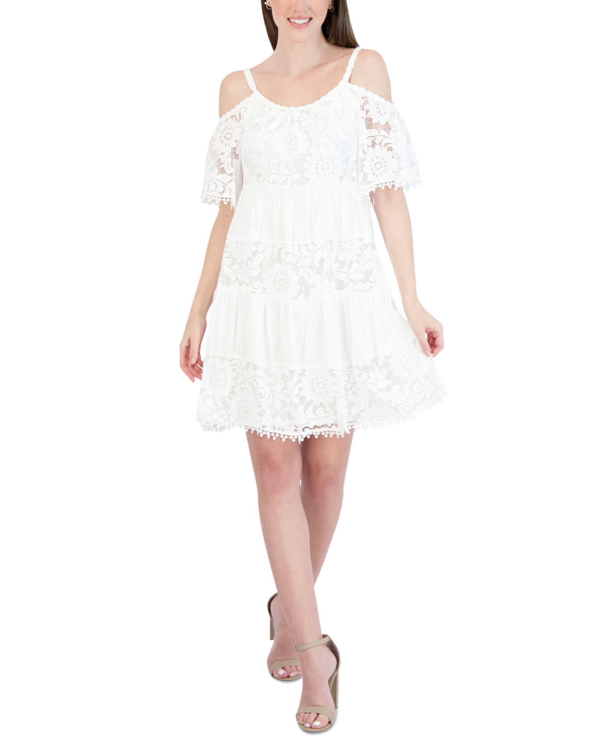 Women's Lace Off-The-Shoulder Dress - Ivory