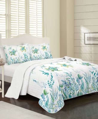 Elise James Home Turtle Coastal Wrinkle Resistant Quilt Set Collection