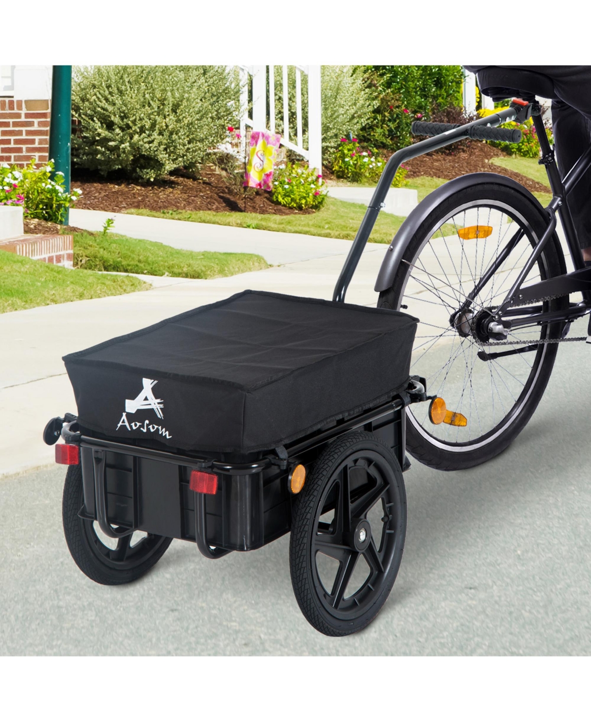 Aosom Double Wheel Internal Frame Enclosed Bicycle Cargo Trailer,