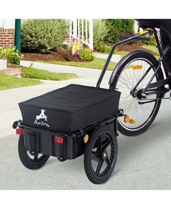 Aosom Bicycle Cargo Trailer with Removable Box and Waterproof Cover
