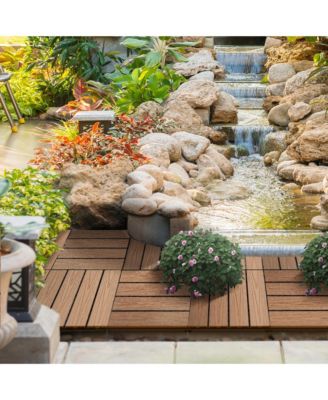 12" 11pc Wood-Plastic Composite Flooring Deck Interlocking Tiles