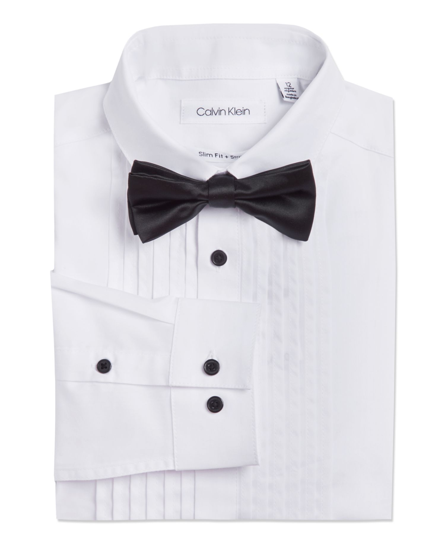 Big Boys Husky Tuxedo Shirt and Bow Tie Box Set
