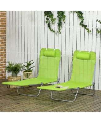 2-Piece Folding Chaise Lounge, Reclining Pool Chairs,
