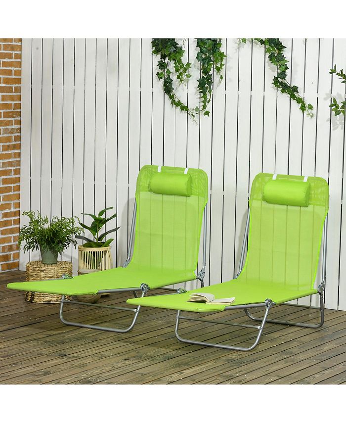Outsunny Folding Chaise Lounge Pool Chairs, Outdoor Sun Tanning Chairs