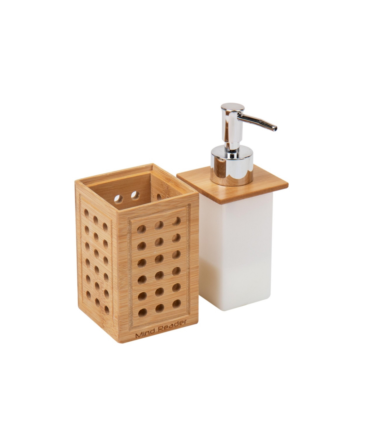 Shop Mind Reader Lattice Collection, Soap Dish, Liquid Soap Dispenser, And Toothbrush Holder Set, Bathroom, Rayon Fro In Brown