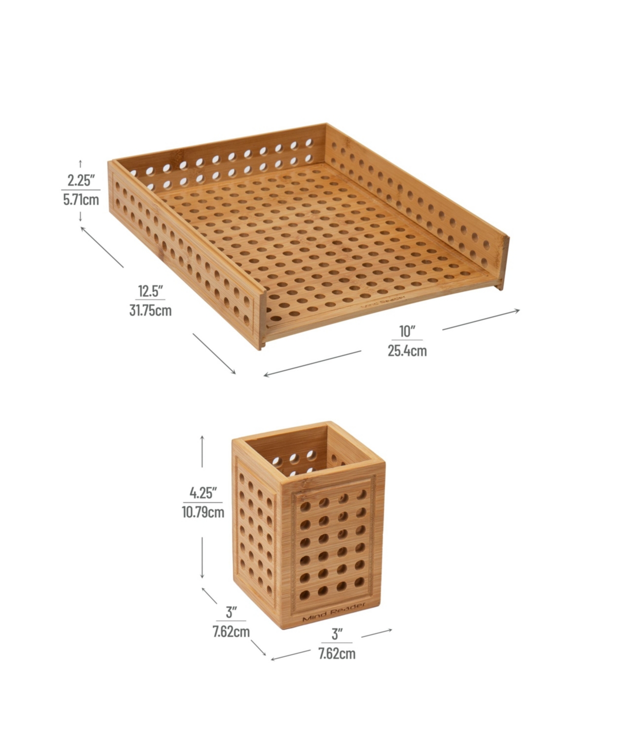 Shop Mind Reader Lattice Collection, Paper Tray And Pen Cup Set, Office, Rayon From Bamboo In Brown
