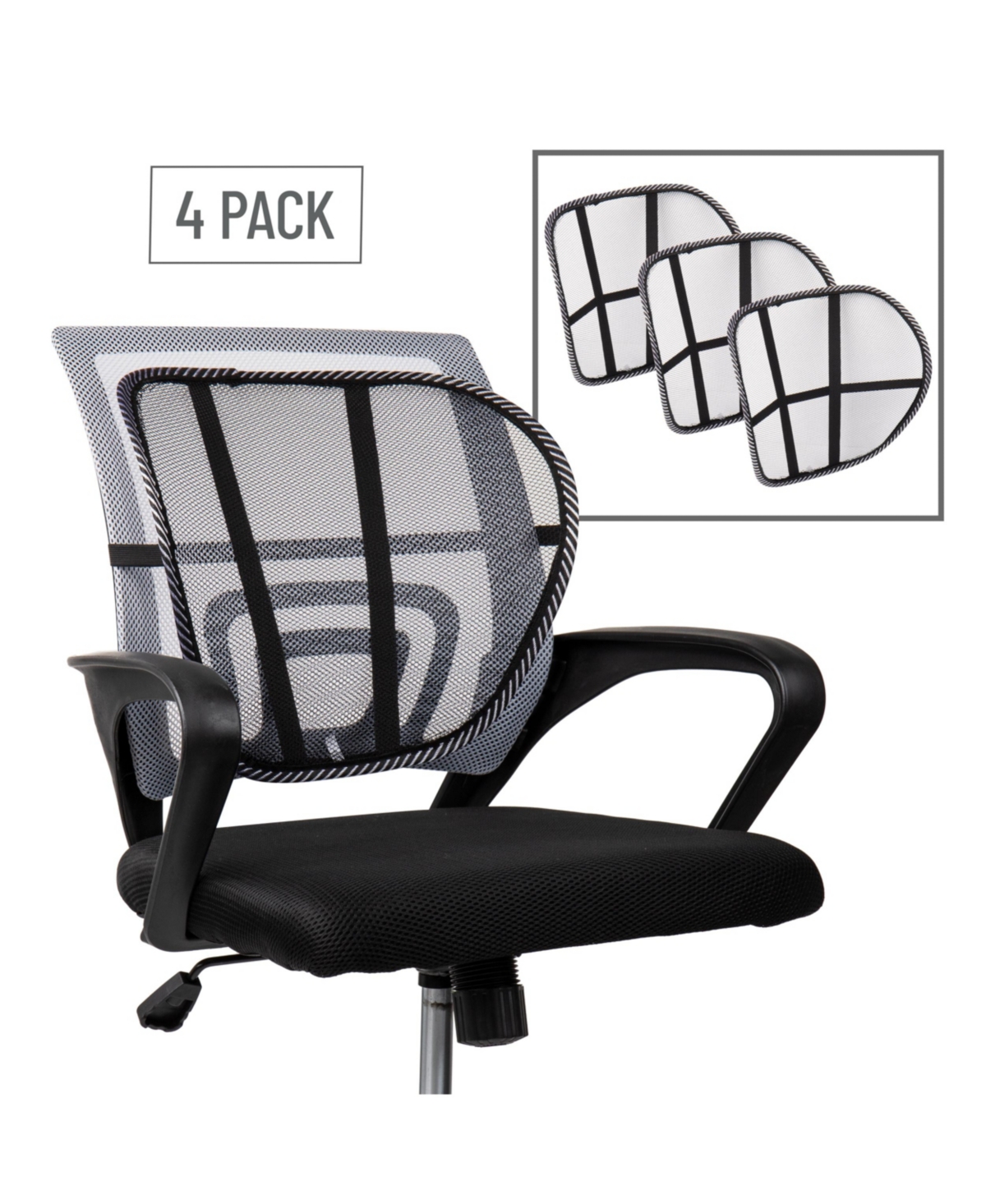 Shop Mind Reader Harmony Collection, Ergonomic Lower Back Support, Attaches To Office Chair, Mesh, Lower Back Pressur In Black