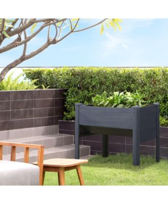 48" Fir Wood Raised Garden Bed w/ Tool Hooks,