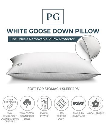 Pillow Guy - White Down Stomach Sleeper Soft Pillow Certified RDS