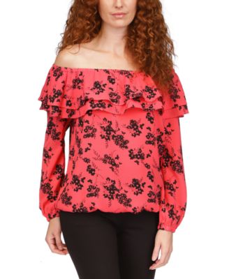 Michael Kors - Petite Ruffle-Neck Crepe Top