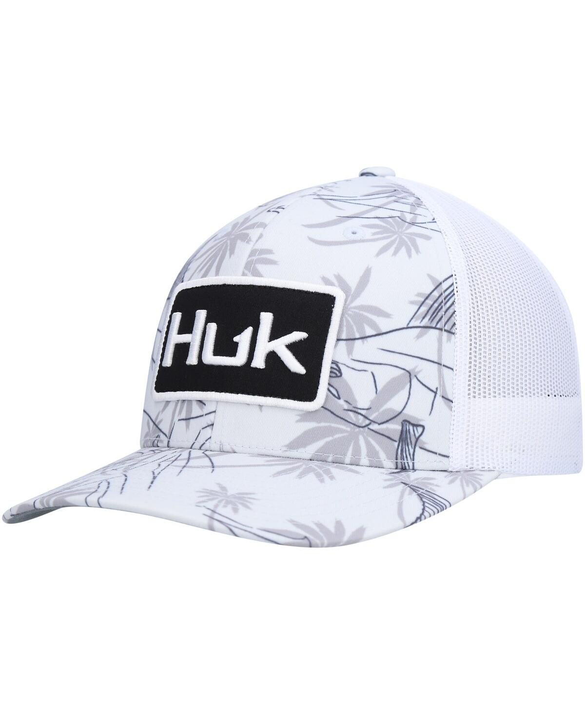 Shop Huk Men's  Gray Palm Slam Trucker Snapback Hat