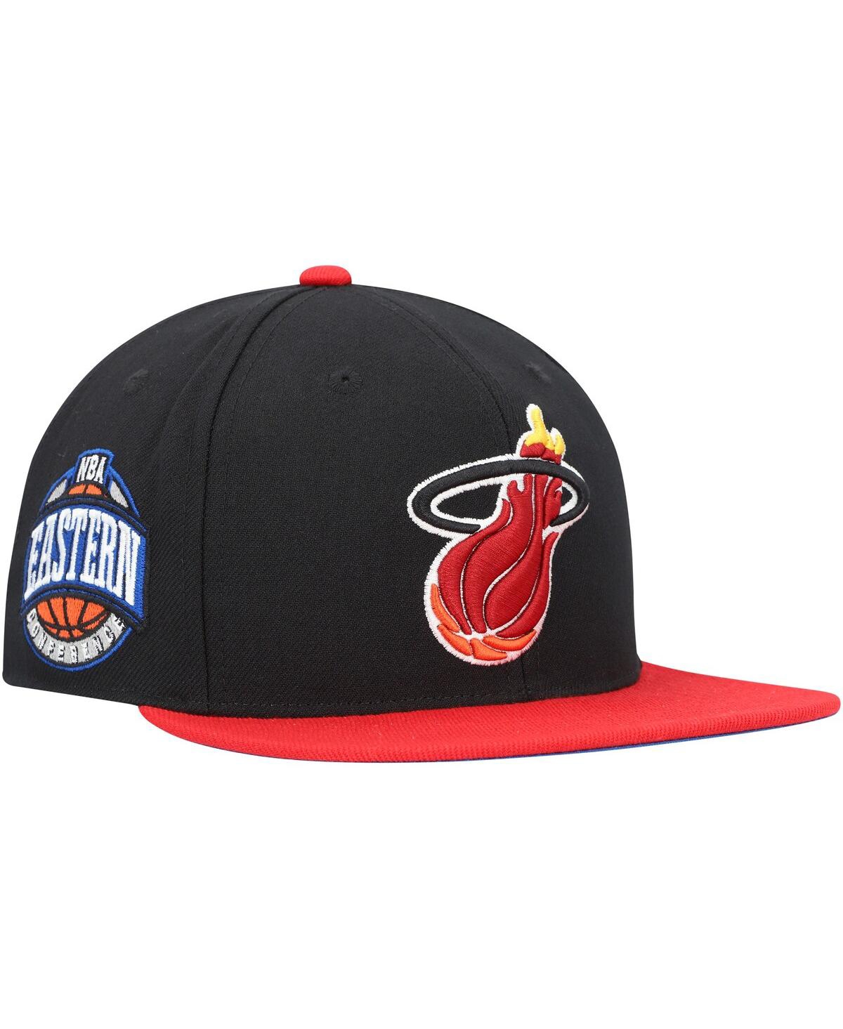 Men's Mitchell & Ness Red Miami Heat Hardwood Classics Coast to Coast Fitted Hat - Red