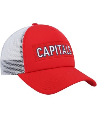Men's Red, White Washington Capitals Team Plate Trucker Snapback Hat