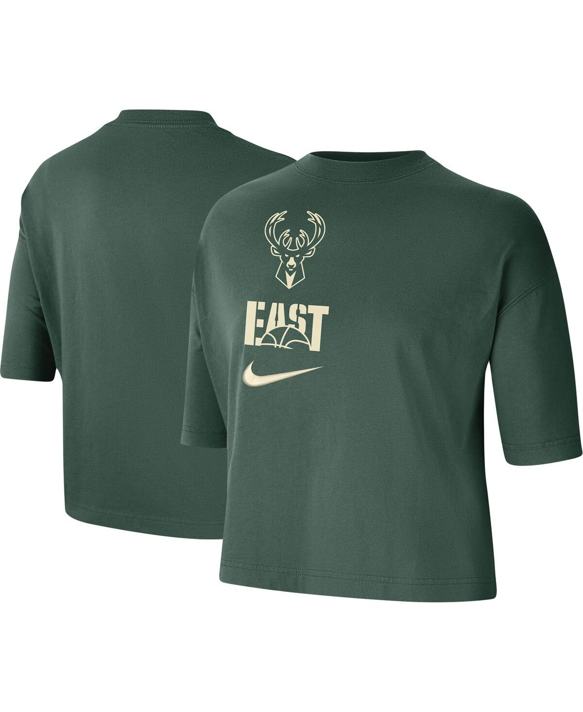 Nike Women's  Hunter Green Milwaukee Bucks Essential Boxy T-shirt In Hunter Green