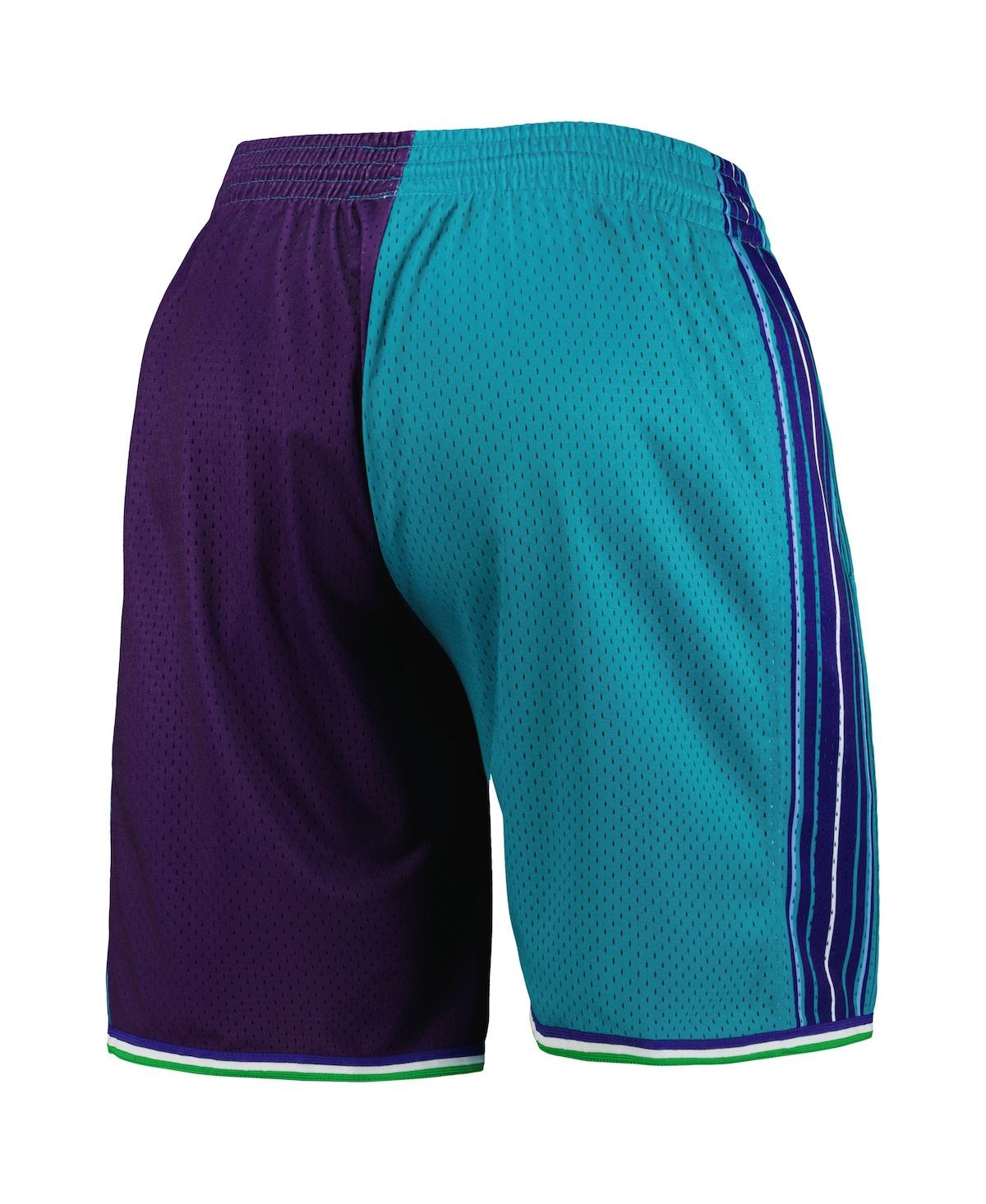 Mitchell & Ness X Nba Charlotte Hornets 1999 Split Swingman Shorts In Teal,purple