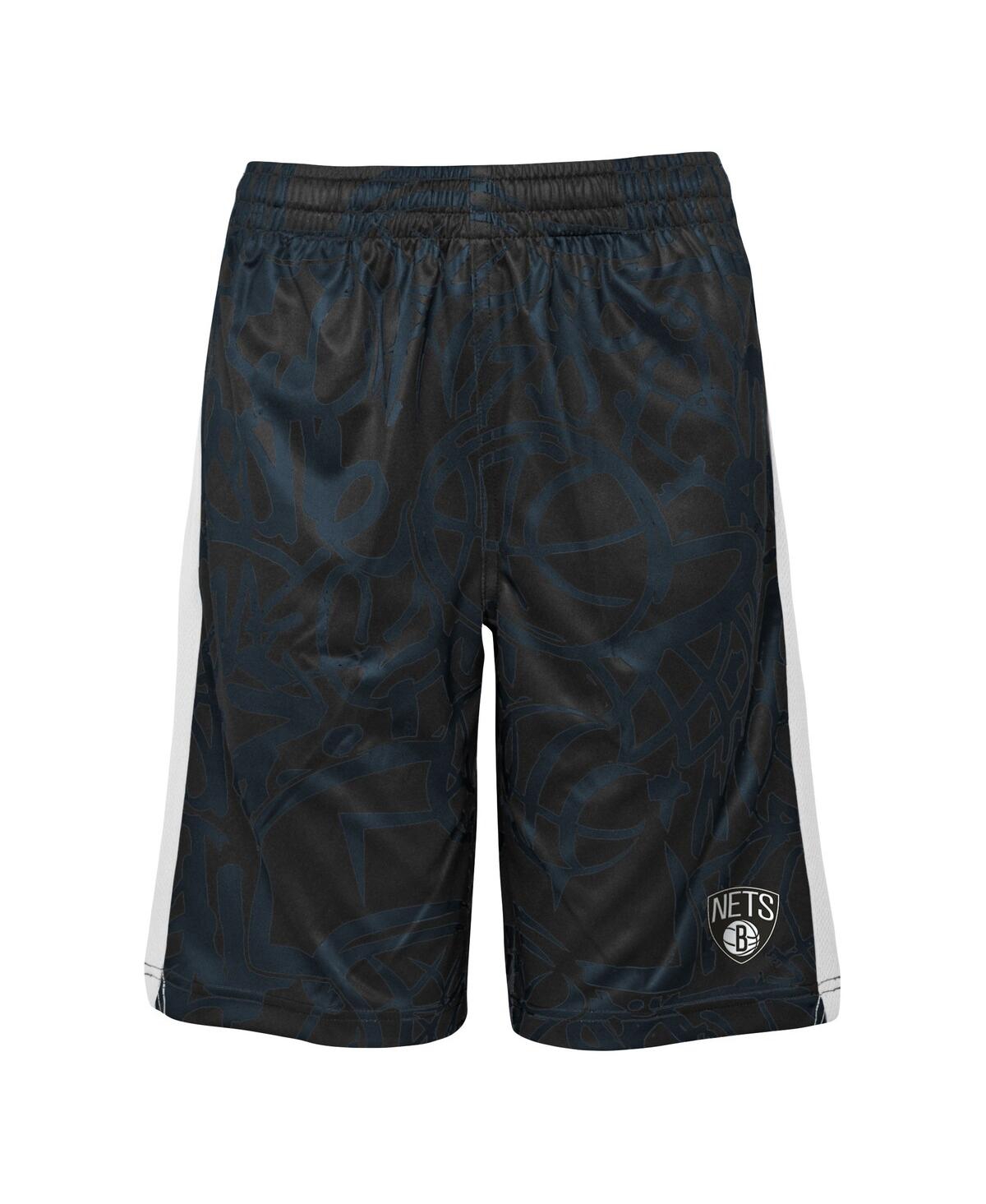 Outerstuff Big Boys And Girls Black Brooklyn Nets Scribble Dribble Baller Shorts In Black
