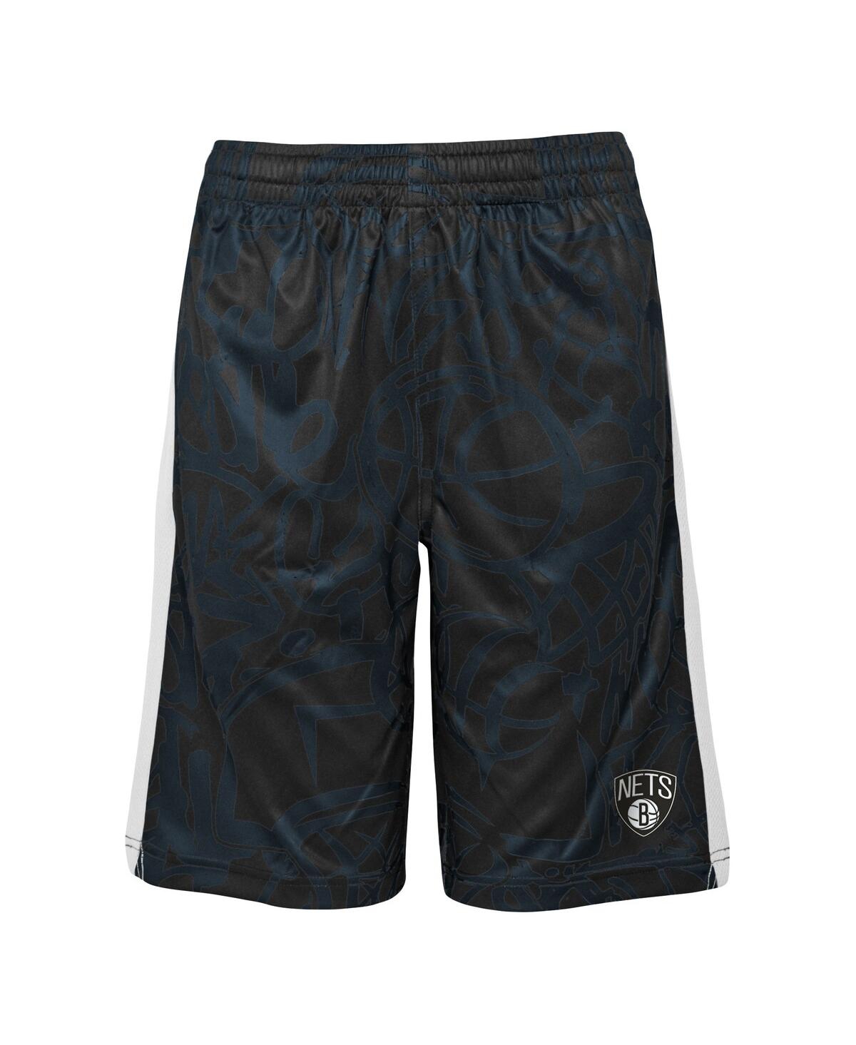 Shop Outerstuff Big Boys And Girls Black Brooklyn Nets Scribble Dribble Baller Shorts