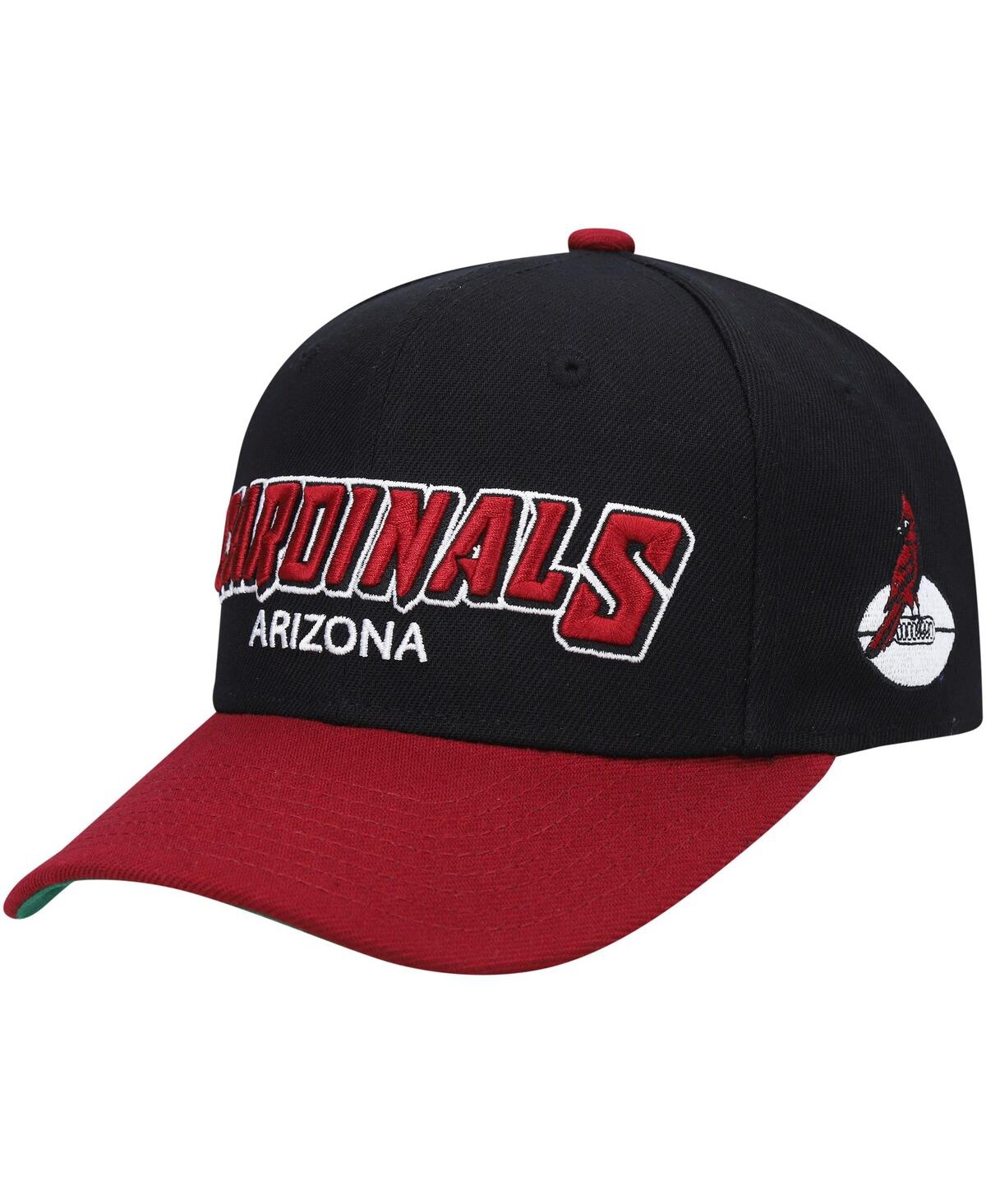 Mitchell & Ness Kids' Big Boys And Girls  Black, Cardinal Arizona Cardinals Shredder Adjustable Hat In Black,cardinal