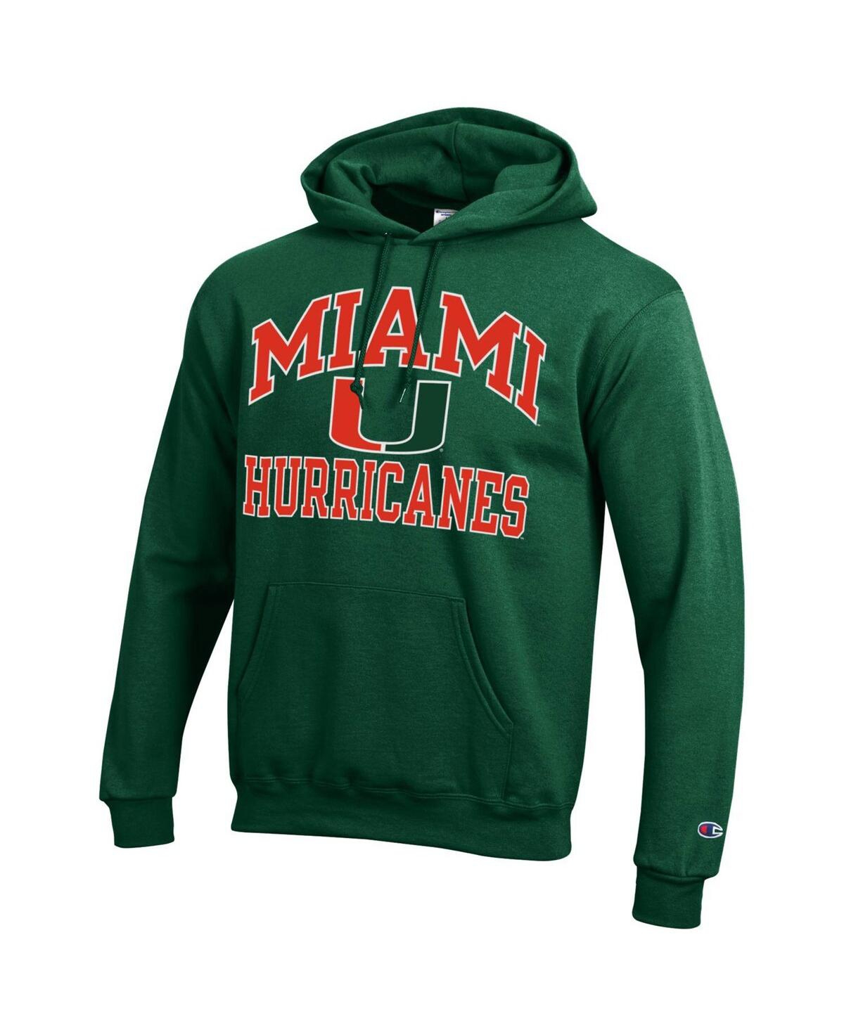Champion Men's  Green Miami Hurricanes High Motor Pullover Hoodie In Green