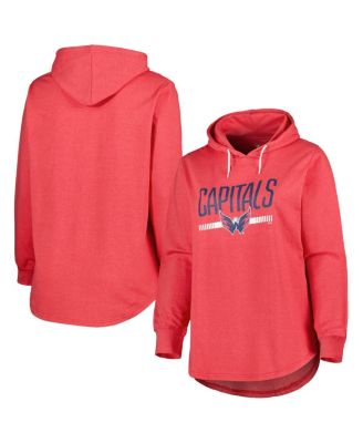 Women's Heather Red Washington Capitals Plus Size Fleece Pullover Hoodie