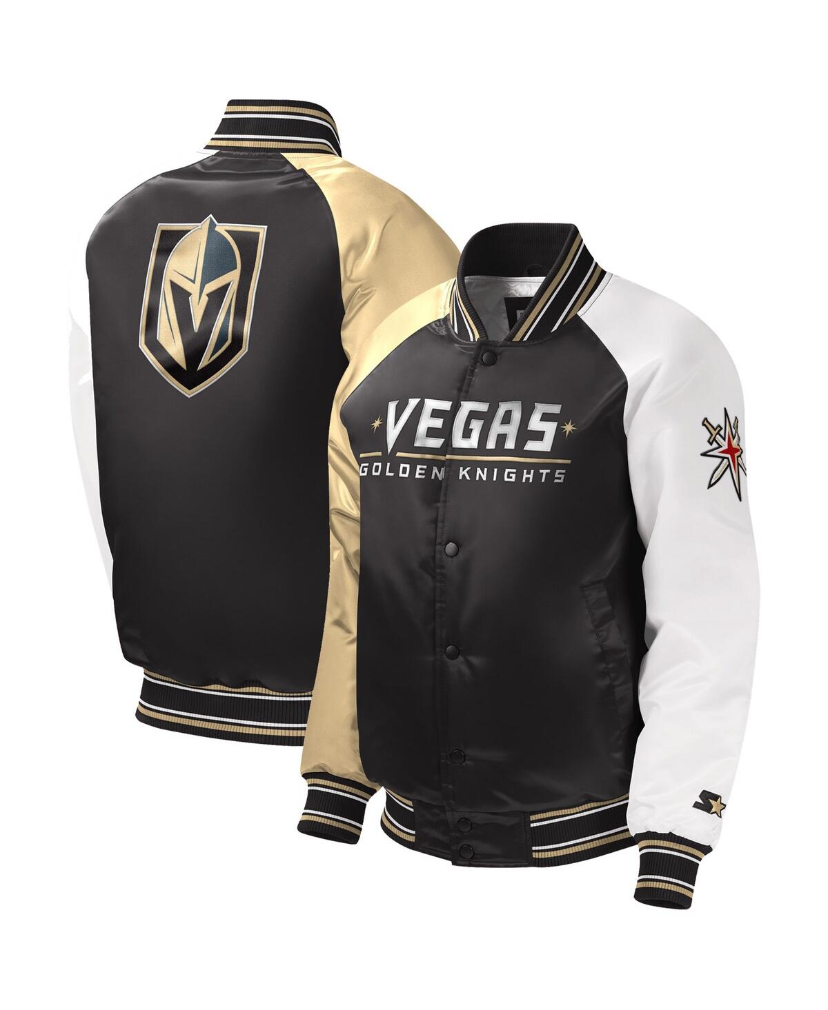 Shop Starter Big Boys And Girls  Black Vegas Golden Knights Raglan Full-snap Varsity Jacket