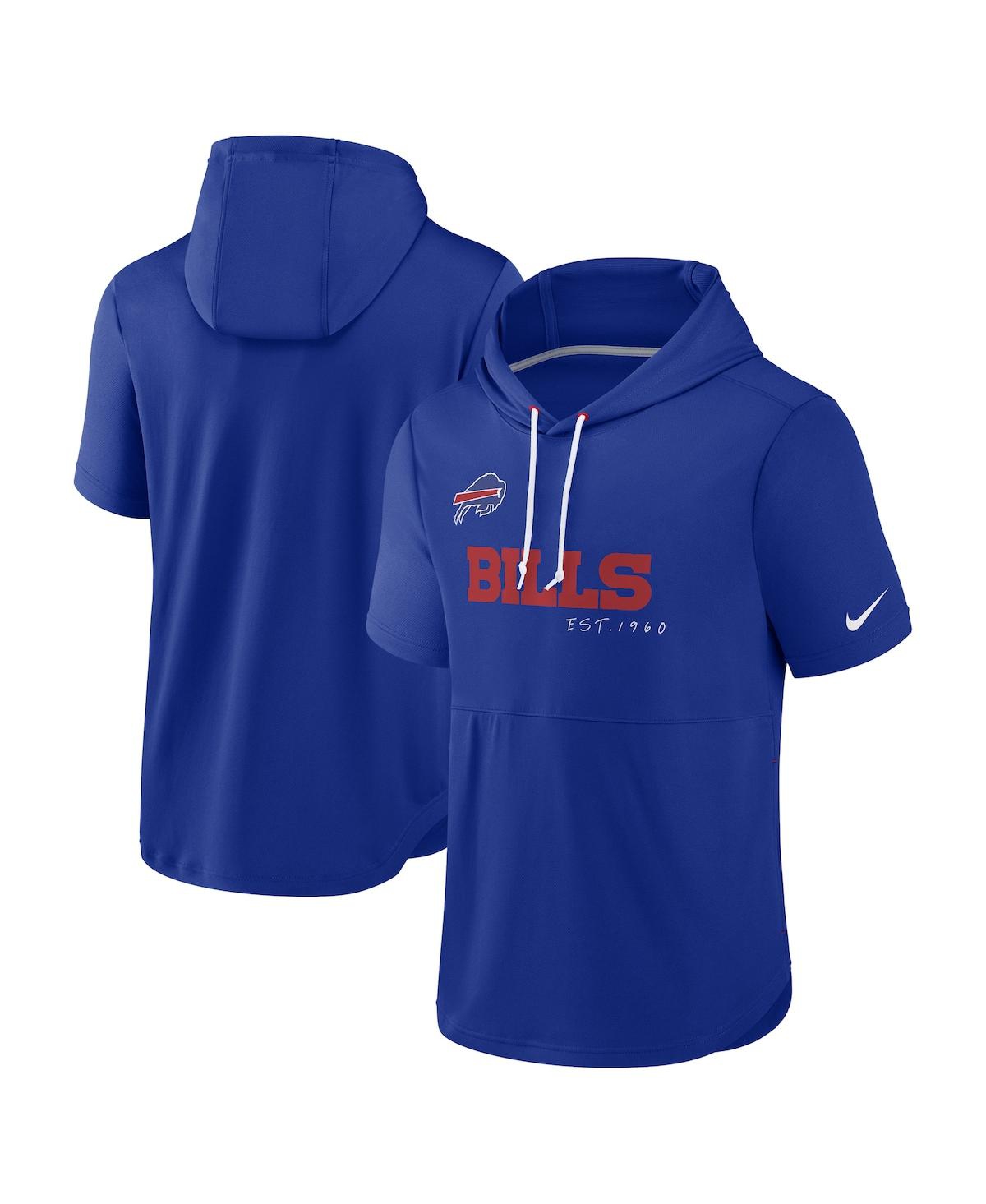 Shop Nike Men's  Royal Buffalo Bills Short Sleeve Pullover Hoodie
