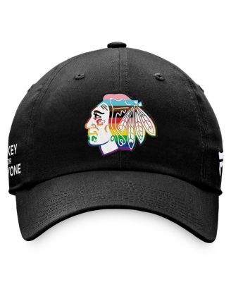 Men's Black Chicago Blackhawks Team Logo Pride Adjustable Hat
