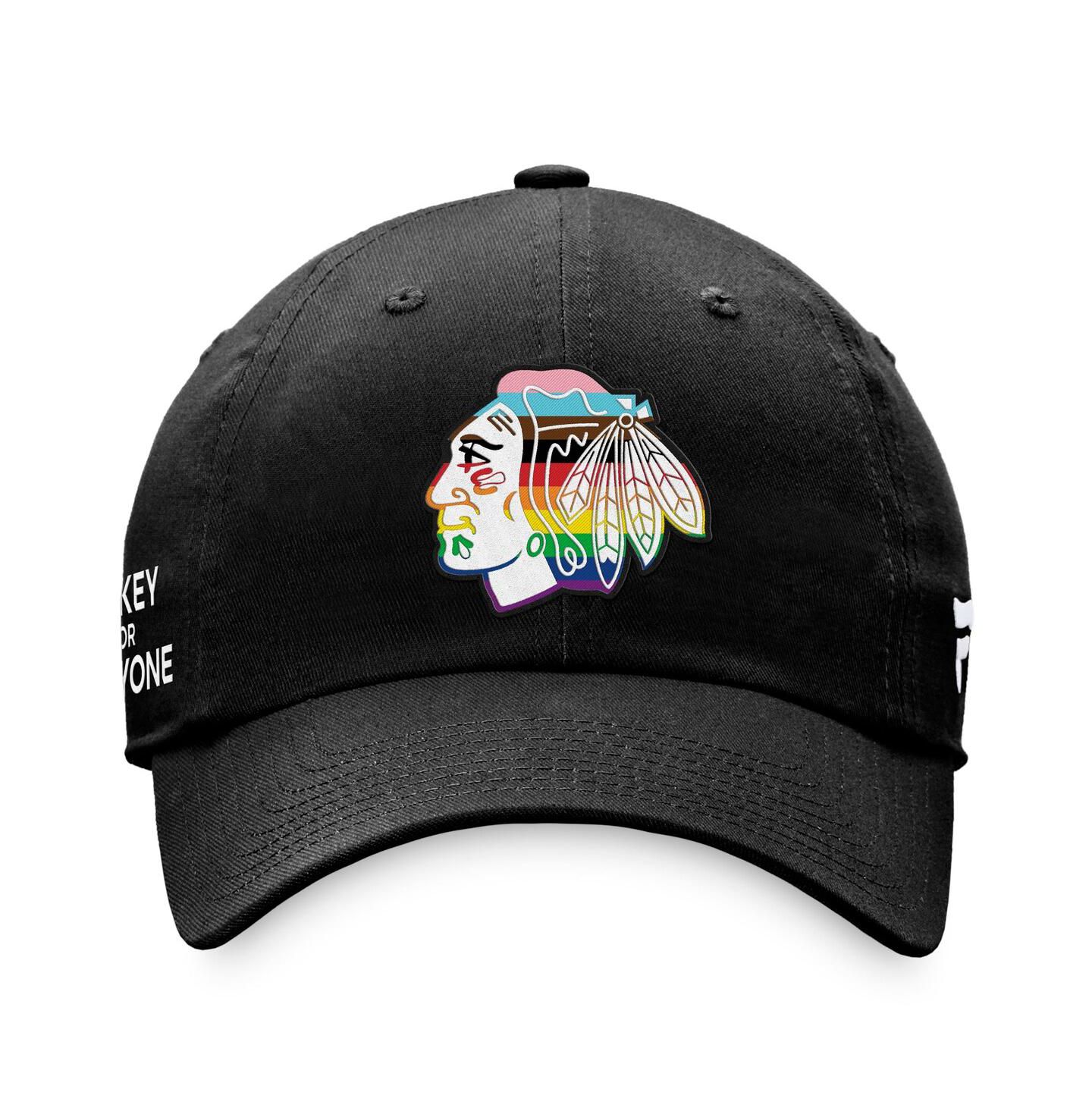 Мужская кепка Fanatics Black Chicago Blackhawks Team Logo Pride Adjustable Hat — фото 3
