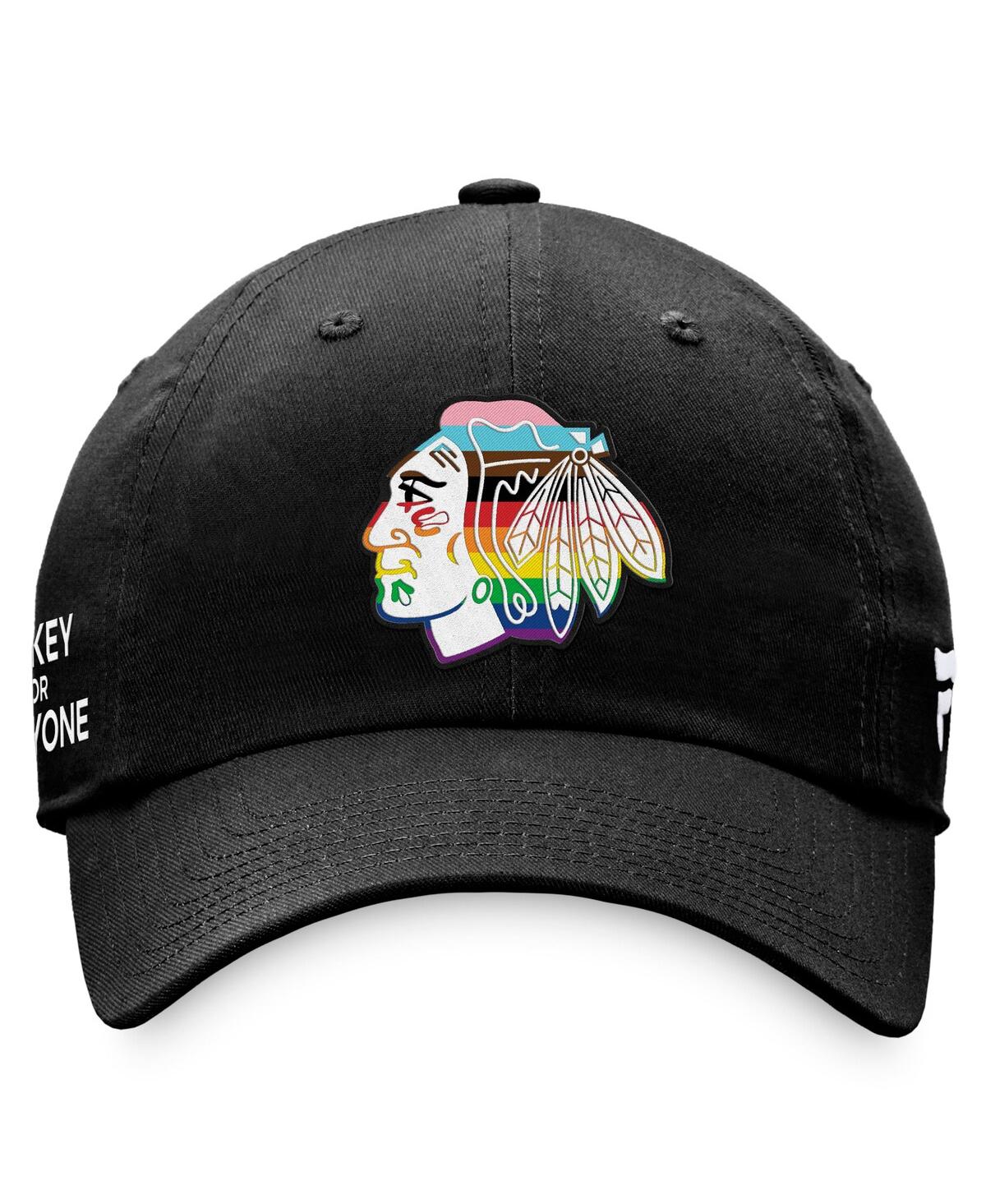 Fanatics Men's  Black Chicago Blackhawks Team Logo Pride Adjustable Hat In Black