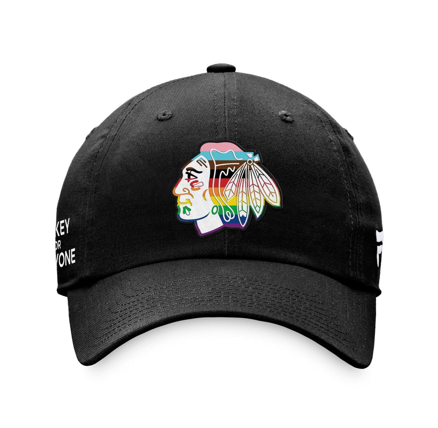 Men's Black Chicago Blackhawks Team Logo Pride Adjustable Hat