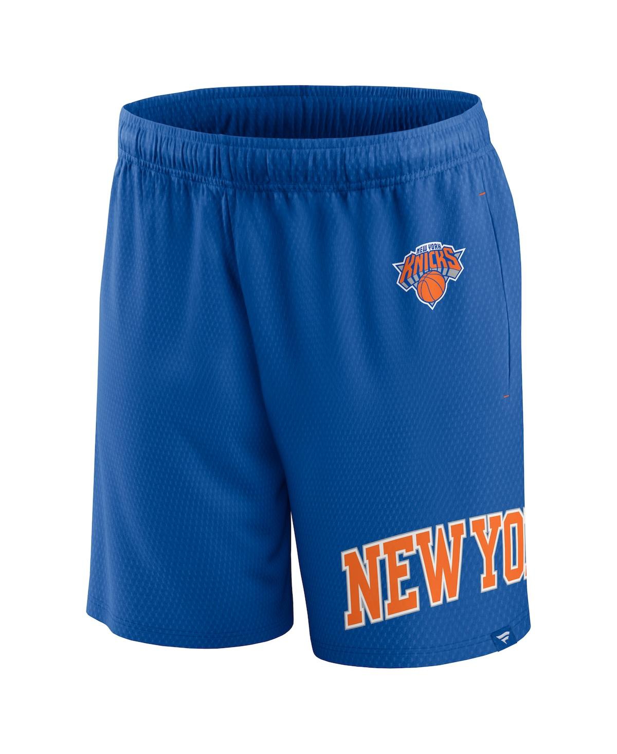 Shop Fanatics Men's  Blue New York Knicks Free Throw Mesh Shorts