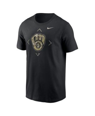 Men's Black Milwaukee Brewers Camo Logo T-shirt