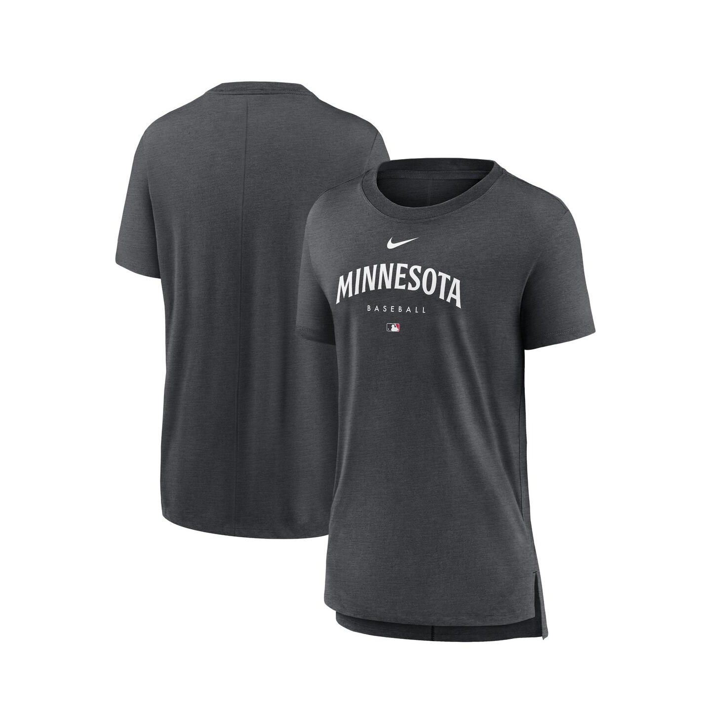 Женская футболка Nike Minnesota Twins Heather Charcoal Authentic Collection Early Work Tri-Blend — фото 1