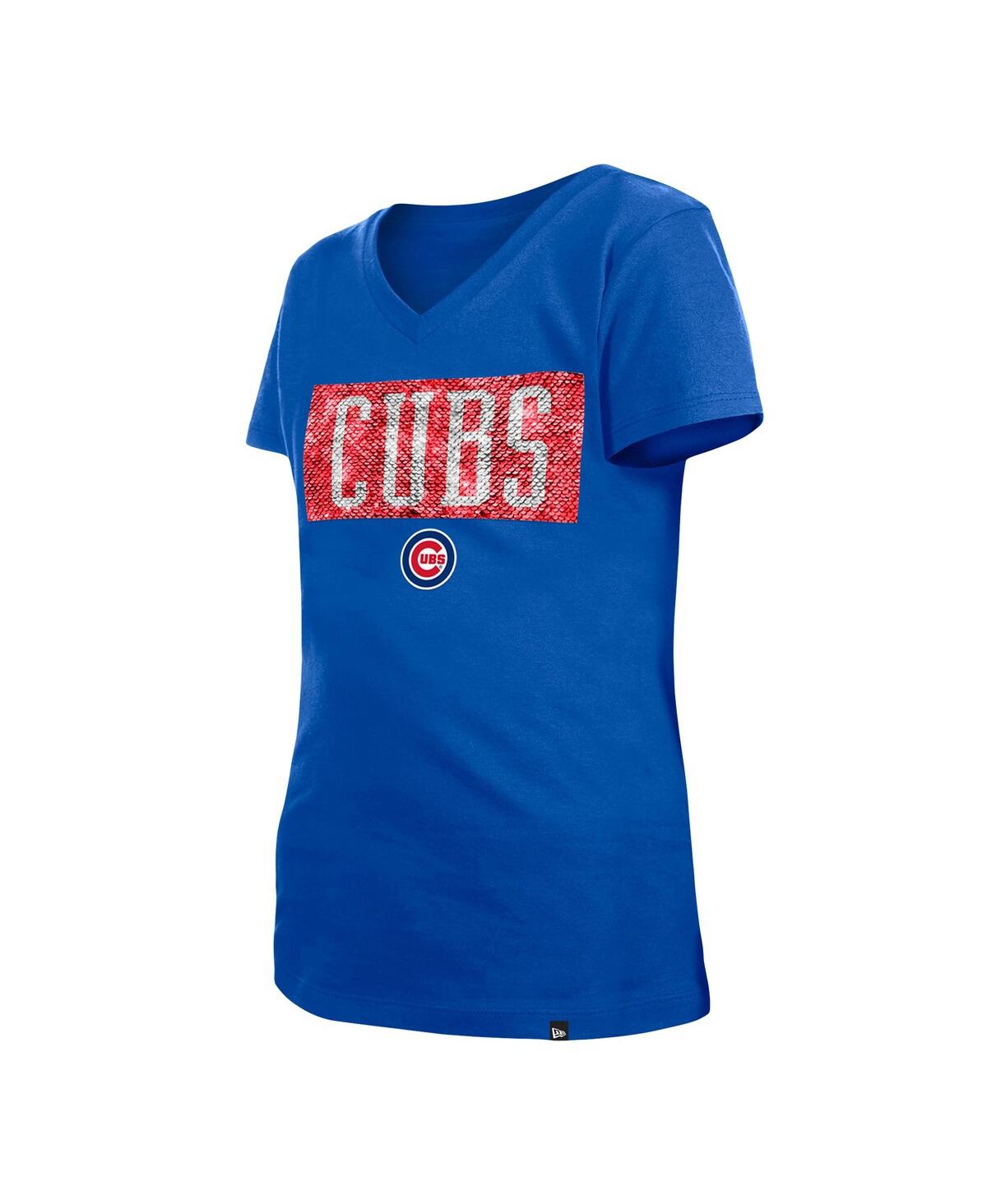 Shop New Era Big Girls  Royal Chicago Cubs Flip Sequin Team V-neck T-shirt