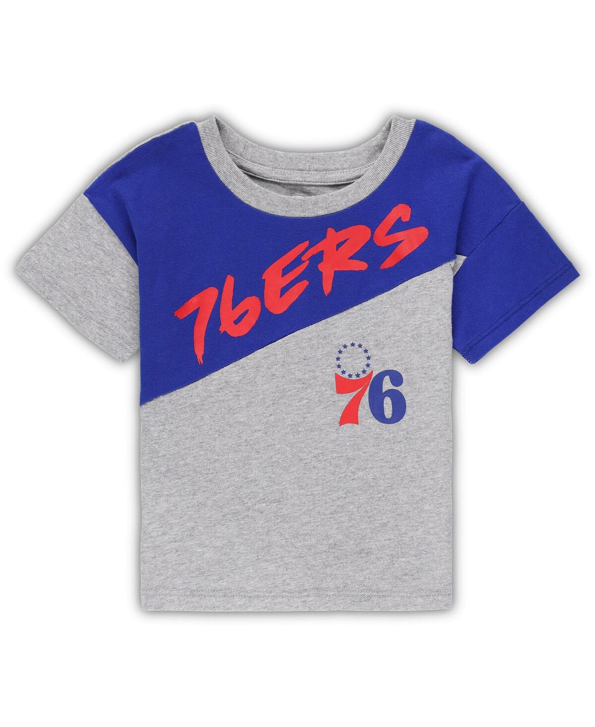 Outerstuff Toddler Boys And Girls Royal, Gray Philadelphia 76ers Super Star T-shirt And Shorts Set In Royal,gray
