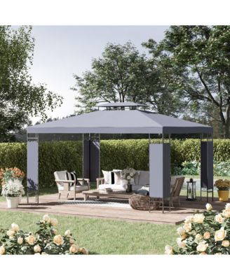 13' x 10' Gazebo for Patio w/ Steel Frame, Double Canopy,