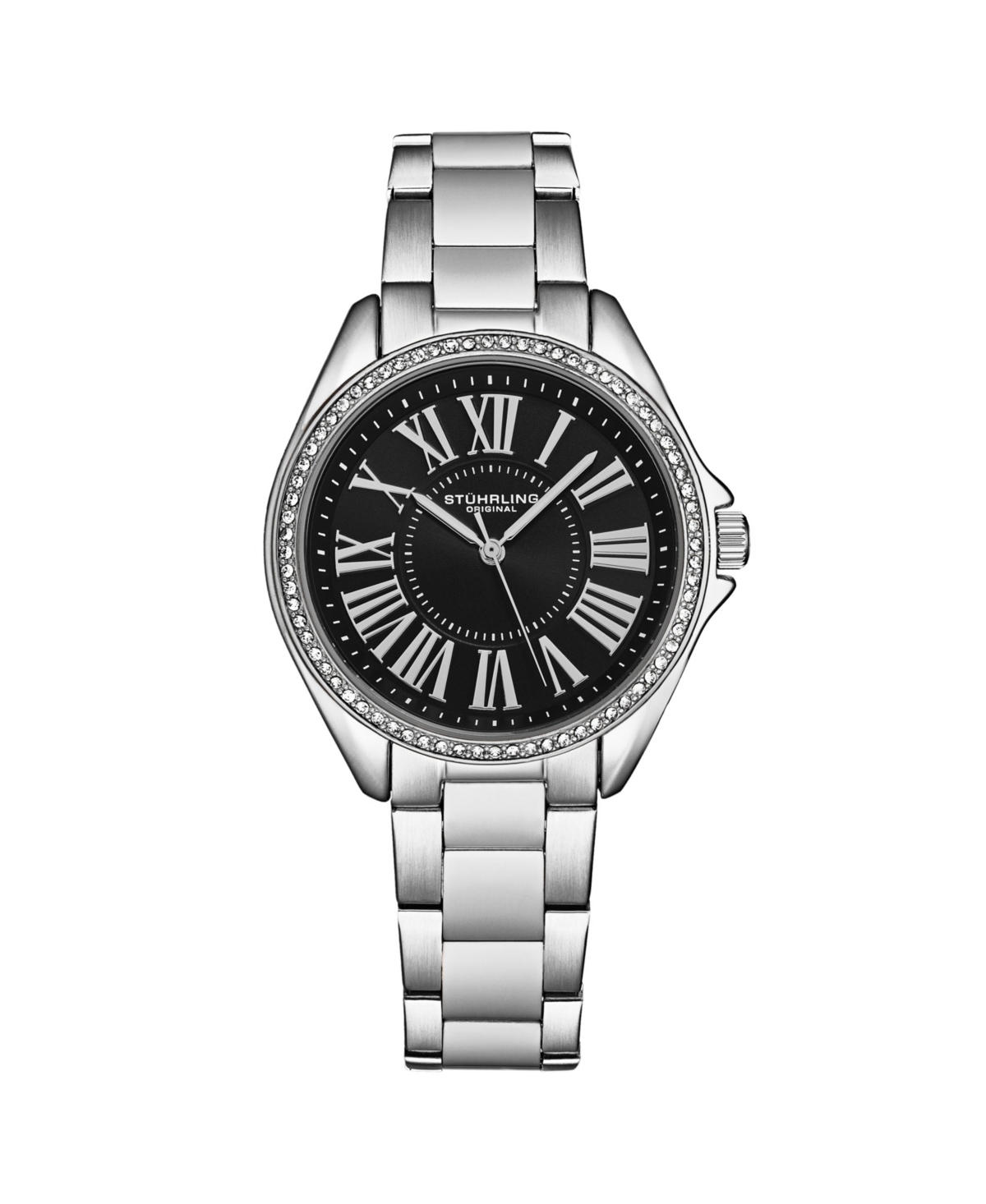 Women's Symphony Silver-tone Stainless Steel , Black Dial , 45mm Round Watch - Silver-tone