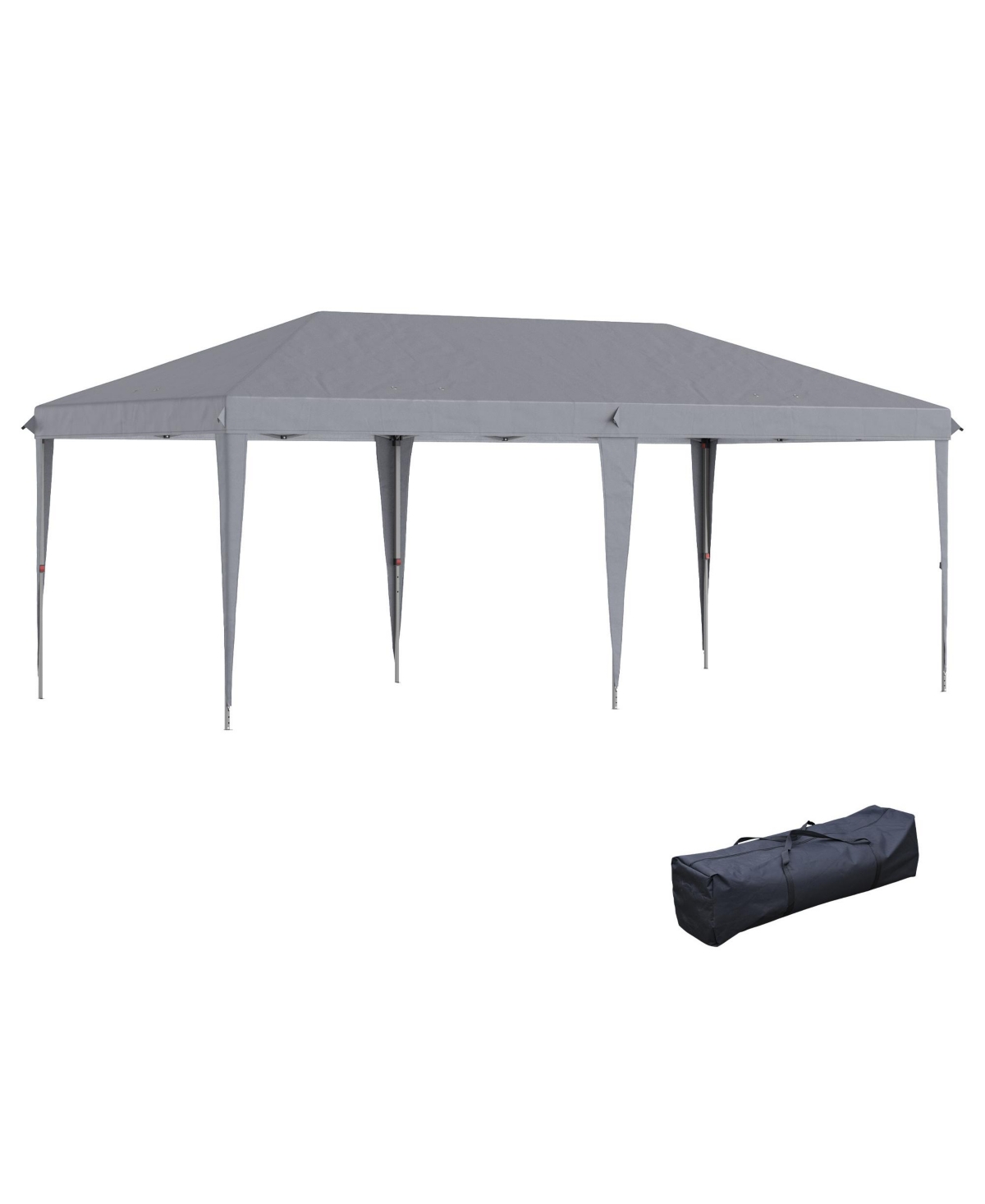 10' x 19' Extra Large Pop Up Canopy, Outdoor Party Tent with Folding Steel Frame, Carrying Bag for Catering, Events, Backyard Bbq, Gray - Gra