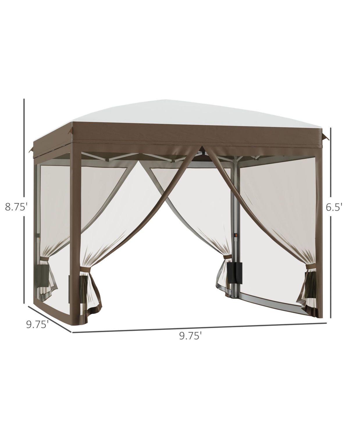 10' x 10' Pop Up Canopy Tent with Netting, Foldable Gazebo Tents for Parties, Height Adjustable, with Wheeled Carry Bag and 4 Sand Bags for O