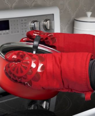 Medallion Print Silicone and Cotton Twill Oven Mitt, Set of 2