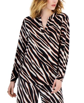 Anne Klein - Women's Split-Neck Relaxed-Fit Tunic