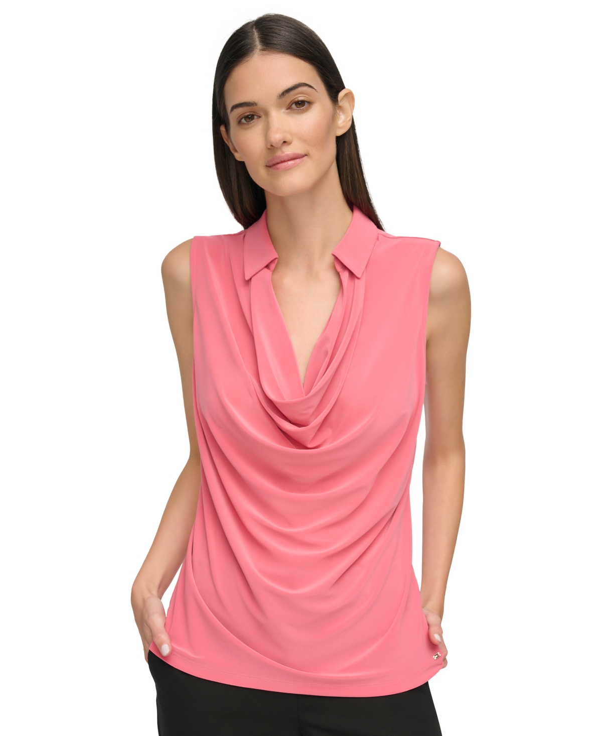 Shop Tommy Hilfiger Women's Cowlneck Sleeveless Top In Rose Bud
