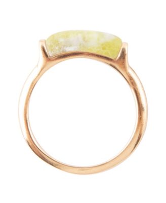 Bar None Bronze and Genuine Green Jasper Ring
