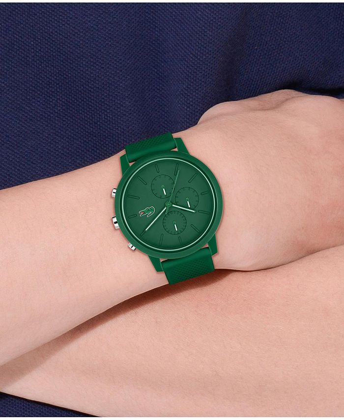 Macy\'s Lacoste L 12.12. Silicone Green 43mm Watch Strap Chrono Men\'s -