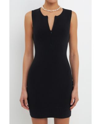 Grey Lab Women's Front Zip Sleeveless Knit Mini Dress - Macy's